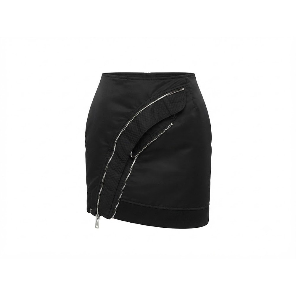 Wanshiyishe Skirt Womens L Black Mini Zipper Techwear Edgy Minimalist Streetwear